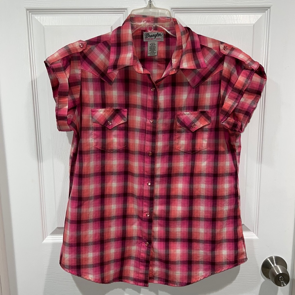 Womens Short Sleeve Button Up Wrangler Shirt